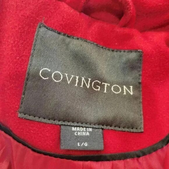 Covington Women's Red Poly/Rayon/Spandex Fleece Single Breasted Dress Coat - Picture 10 of 11